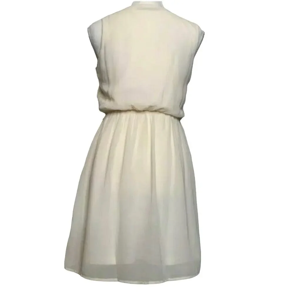 Doe & Rae plaited sheath mini Dress sleeveless cream sz small party